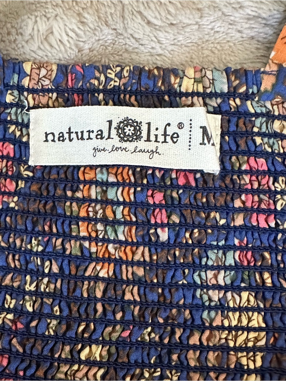 NWOT Natural Life Tricia Mini Dress "Blue Yellow Roses" Medium - Picture 4 of 5